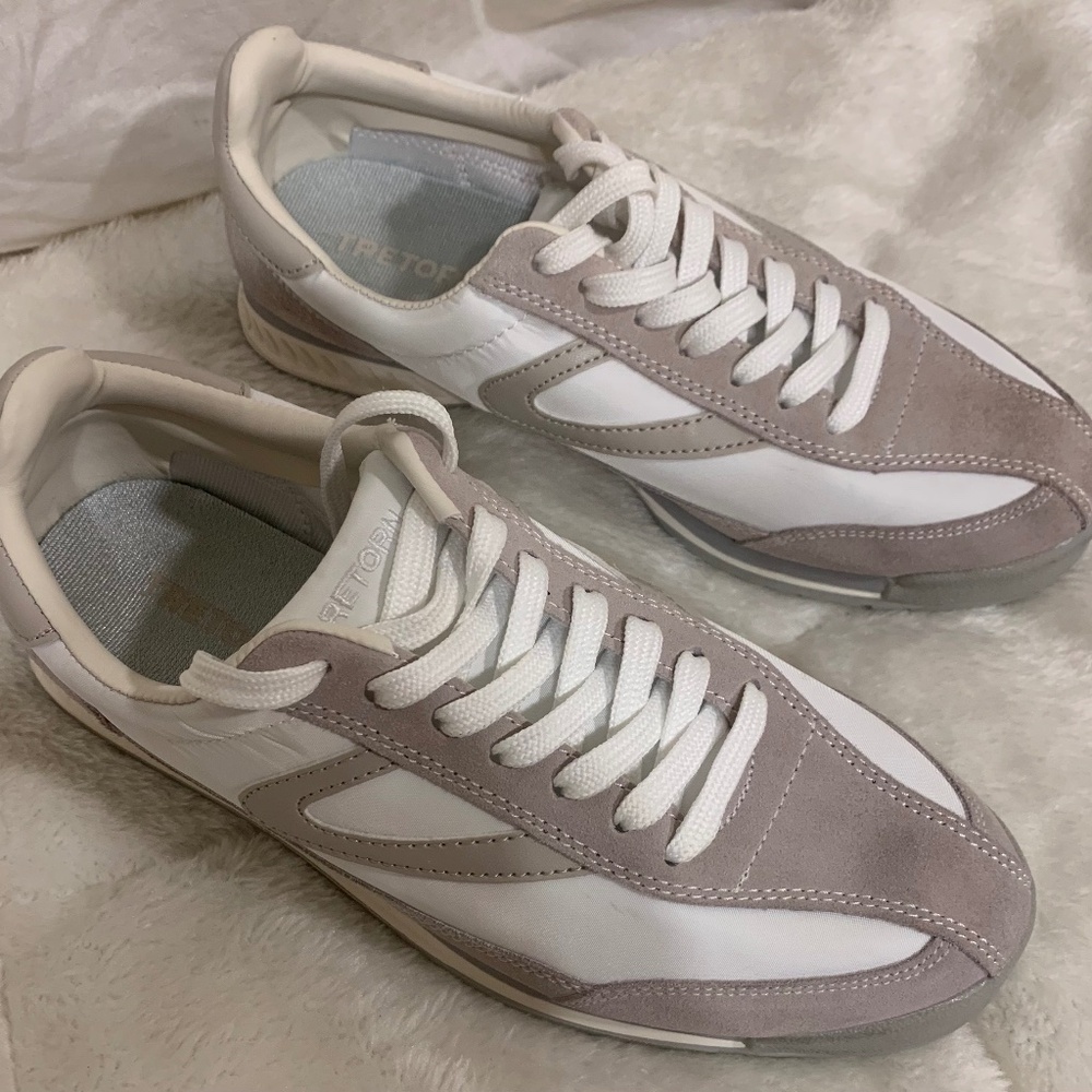 Tretorn Rawlins 2 Casual Retro Lace-Up Sneakers White/Cream Leather Women's 8M